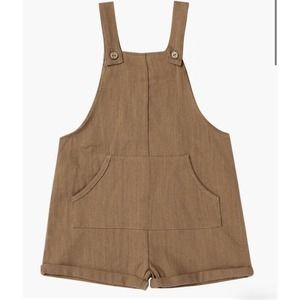 NWT RYLEE + CRU Billie Cotton Short Overalls Camel Size 12-18M
